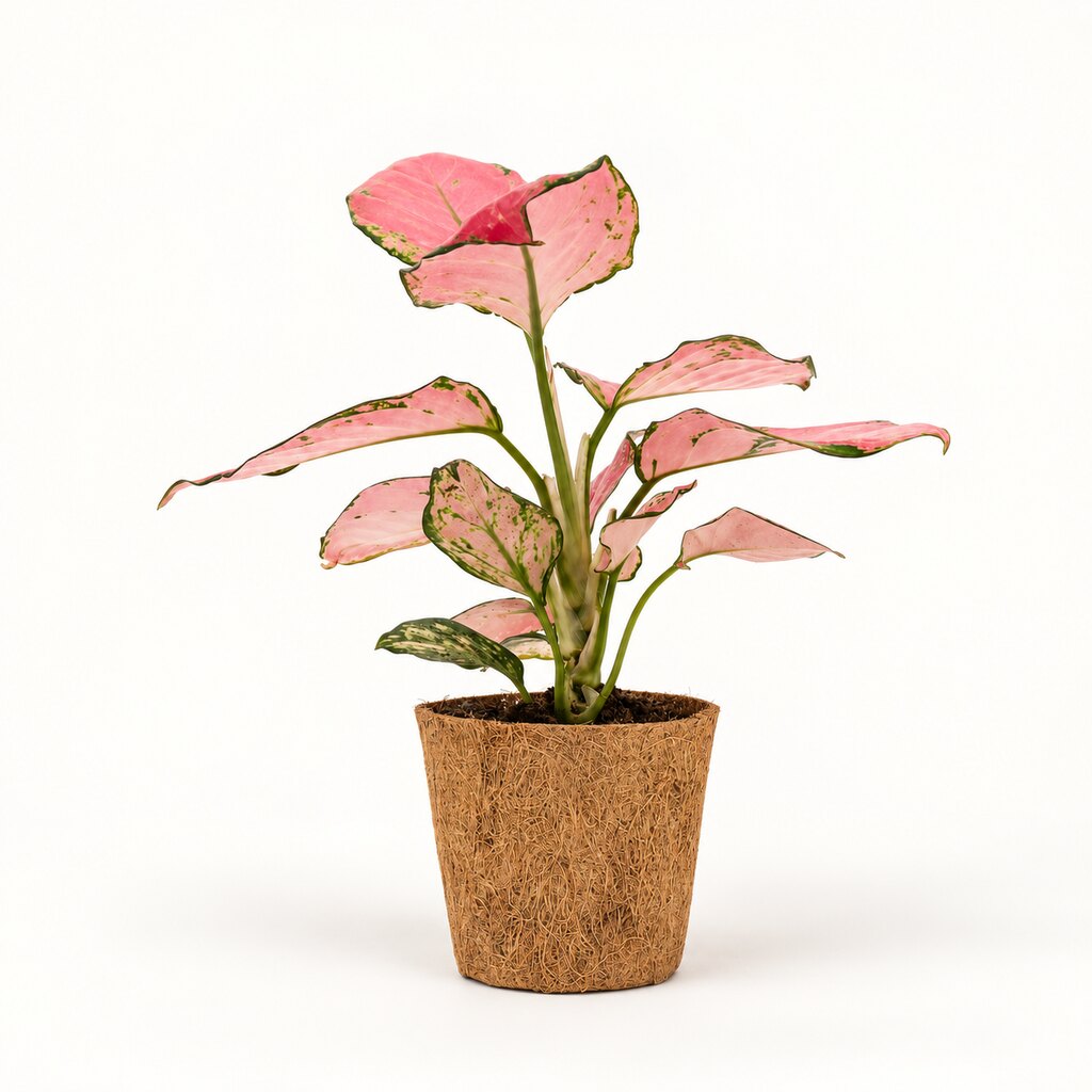 Aglaonema Pinky Promise i kokospotte, Ø11 cm.