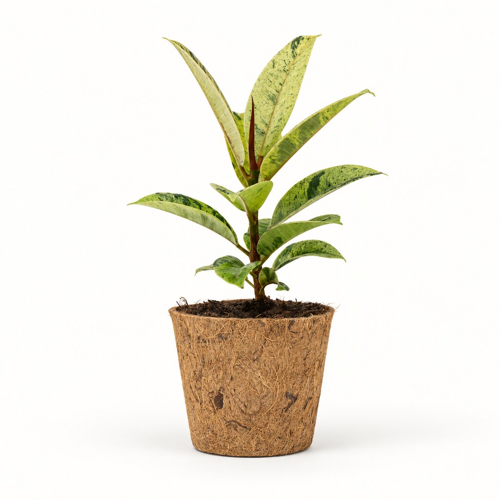 Ficus Elastica Shivereana i kokospotte, Ø11 cm.